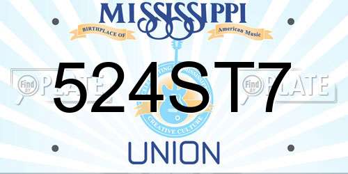 524ST7 Mississippi License Plate