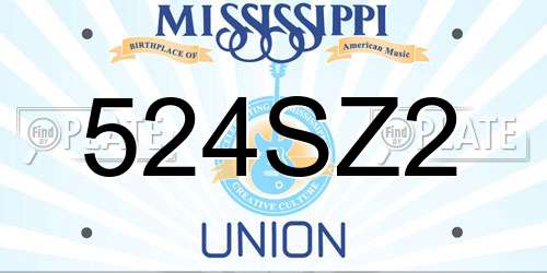 524SZ2 Mississippi License Plate
