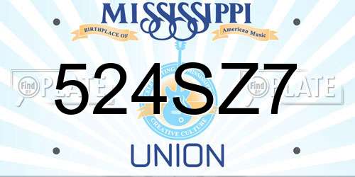 524SZ7 Mississippi License Plate