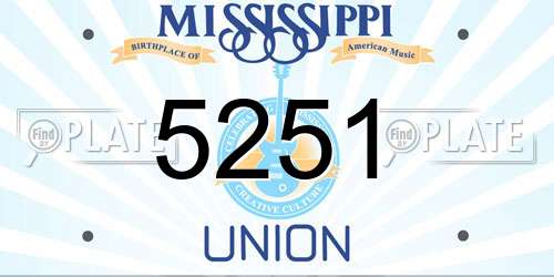 5251 Mississippi License Plate