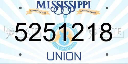 5251218 Mississippi License Plate