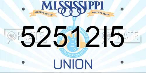 52512I5 Mississippi License Plate