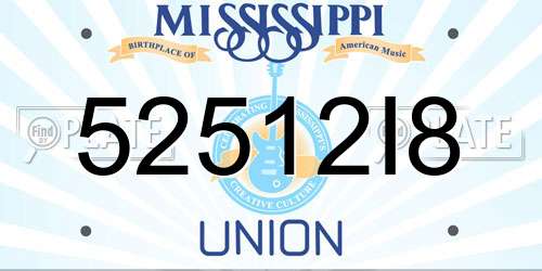 52512I8 Mississippi License Plate
