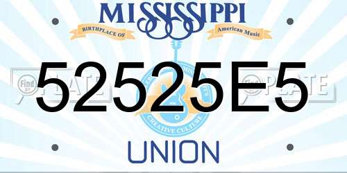 52525E5 Mississippi License Plate