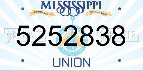 5252838 Mississippi License Plate
