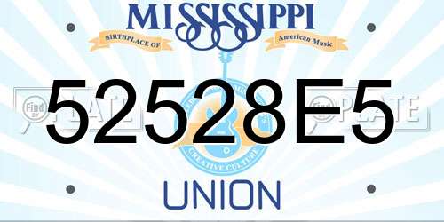 52528E5 Mississippi License Plate