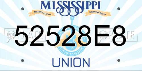52528E8 Mississippi License Plate