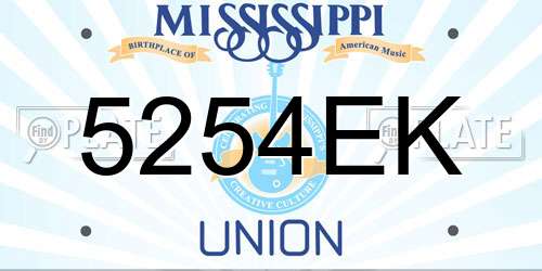 5254EK Mississippi License Plate