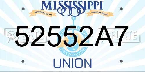 52552A7 Mississippi License Plate
