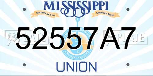 52557A7 Mississippi License Plate