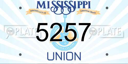 5257 Mississippi License Plate