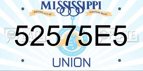 52575E5 Mississippi License Plate