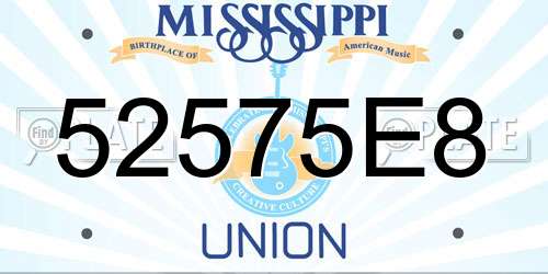 52575E8 Mississippi License Plate
