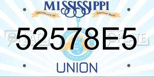 52578E5 Mississippi License Plate