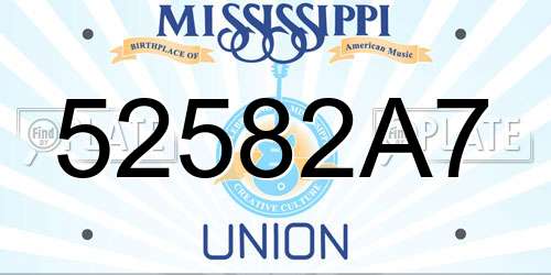 52582A7 Mississippi License Plate