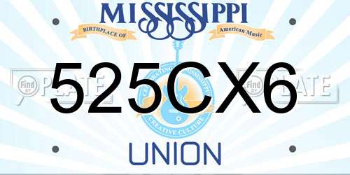 525CX6 Mississippi License Plate