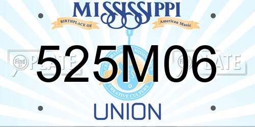 525M06 Mississippi License Plate