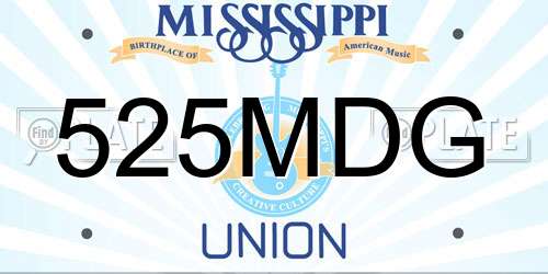 525MDG Mississippi License Plate
