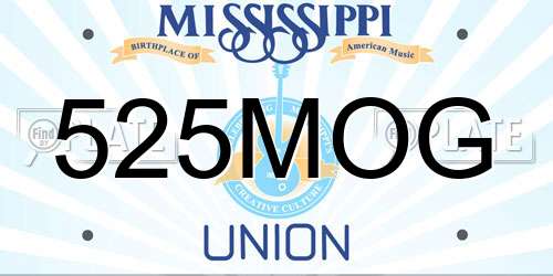 525MOG Mississippi License Plate