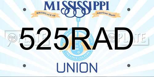 525RAD Mississippi License Plate