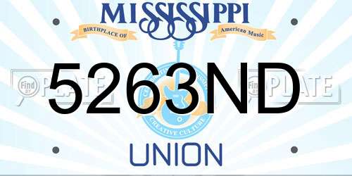 5263ND Mississippi License Plate