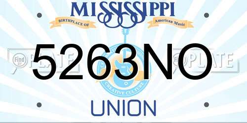 5263NO Mississippi License Plate