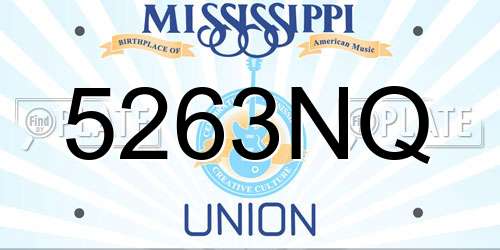 5263NQ Mississippi License Plate