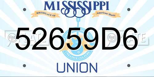 52659D6 Mississippi License Plate