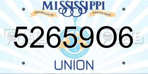 52659O6 Mississippi License Plate