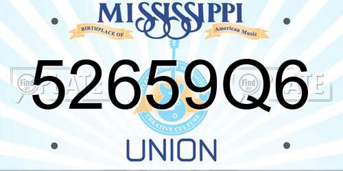 52659Q6 Mississippi License Plate