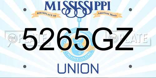 5265GZ Mississippi License Plate