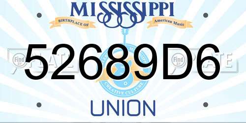 52689D6 Mississippi License Plate