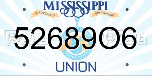 52689O6 Mississippi License Plate