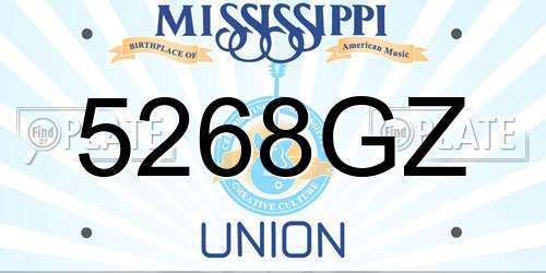 5268GZ Mississippi License Plate
