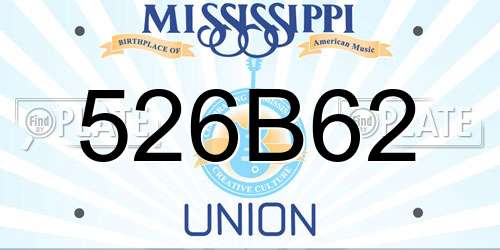 526B62 Mississippi License Plate