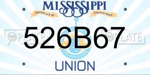 526B67 Mississippi License Plate