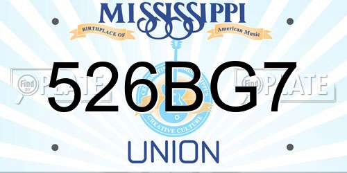 526BG7 Mississippi License Plate