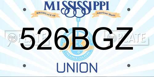 526BGZ Mississippi License Plate