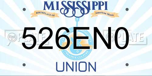 526EN0 Mississippi License Plate