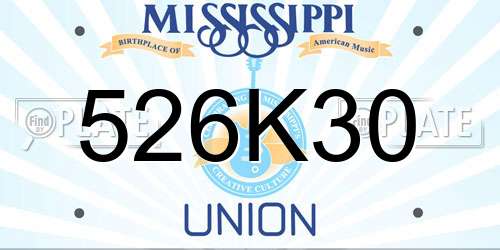 526K30 Mississippi License Plate