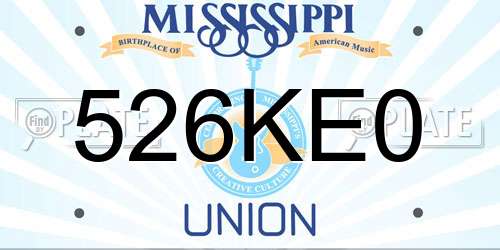 526KE0 Mississippi License Plate