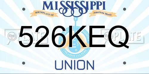 526KEQ Mississippi License Plate