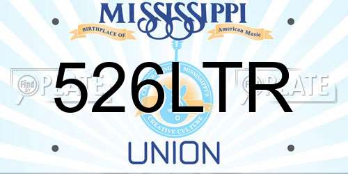 526LTR Mississippi License Plate