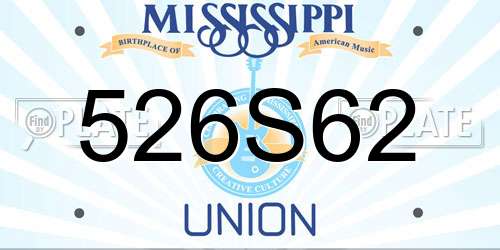 526S62 Mississippi License Plate