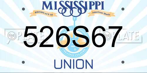 526S67 Mississippi License Plate