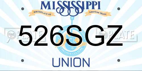 526SGZ Mississippi License Plate