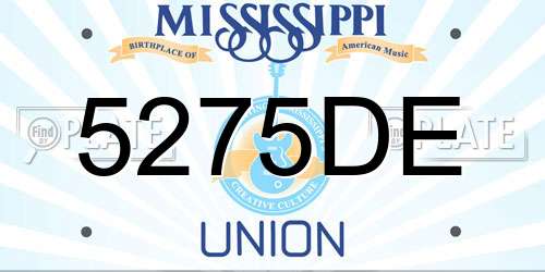 5275DE Mississippi License Plate