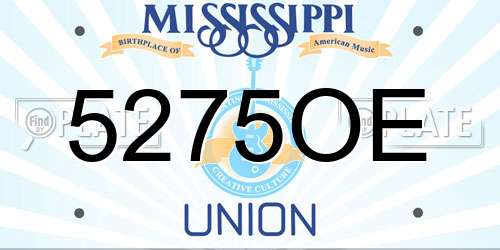 5275OE Mississippi License Plate