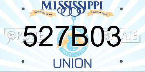527B03 Mississippi License Plate