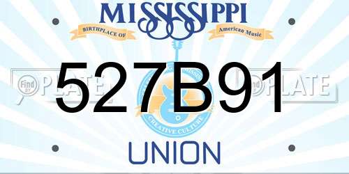527B91 Mississippi License Plate